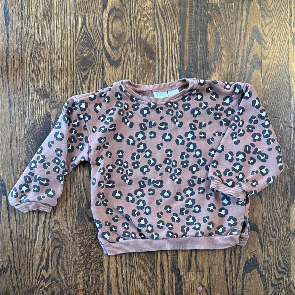 Zara Brown Leopard Print Kids Sweatshirt